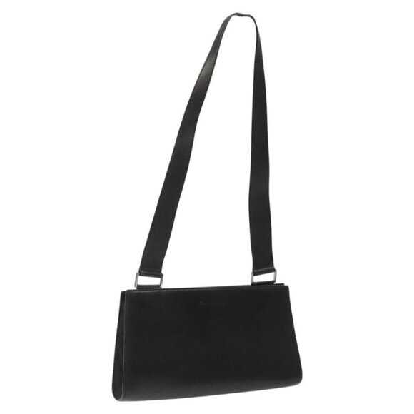 Salvatore Ferragamo Shoulder Bag Leather Black Silver Auth bs25143 - Picture 1 of 16